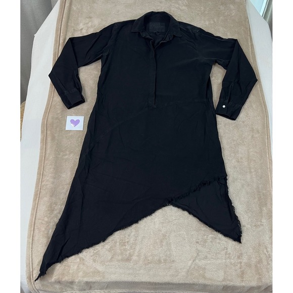 Frank & Eileen Dresses & Skirts - Frank & Eileen Drake Asymmetrical Hem Shirt Dress Women's L Black Cotton L/S EUC